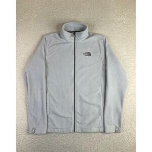 The North Face Jacket Mens Small Gray Fleece Full Zip Stand Collar Pockets Warm